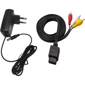 Kal-Link-E : Lot Compatible Avec Console Super Nintendo (Snes) : Chargeur Secteur Pour Alimentation + Cable Video Composite Av - Neuf