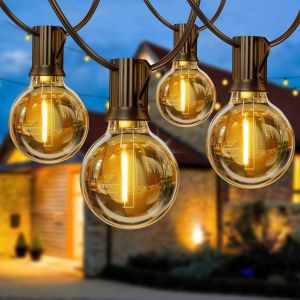KAL-Guirlande Lumineuse Guinguette Exterieur 8M - G40 27Ft 12+1 Led Ampoules De Guirlandes Jardin Lumiere Exterieure Connectable Ip54 Imperméable Guirlande Lumières Extérieur Terrasse Pergola Balcon - Neuf
