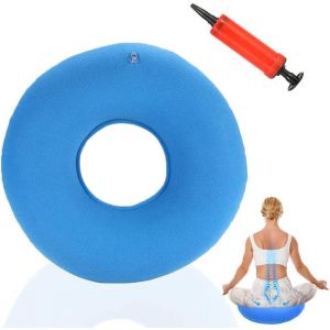 Kalanka-Coussins De Chaise Beignet Hémorroïdes, Coussin De Siège Gonflable, Doux Avec Pompe, Pour Hémorroïdes, Inflammations, Douleurs Au Coccyx, Kystes, Grossesse, Post-Accouchement. (Bleu) - Neuf