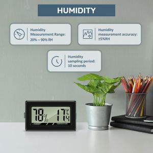 (8PCS) Mini Digital LCD Thermomètre Hygromètre Testeur de Température et d'Humidité Thermomètre Portable Thermo Hygromètre Indicateur d'Office de Cuisine d'Humidificateurs Incubateurs Reptiles - Neuf