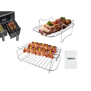 Ensemble grille &agrave; brochettes et grill vapeur pour friteuse &agrave; air Ninja DZ201 et DZ401 - Neuf