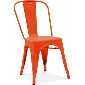 Chaise De Salle À Manger Bistrot Metalix Design Industriel En Métal Mat - Nouvelle Édition Orange - Neuf