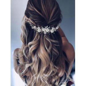 Kal-Serre-Tête De Mariée En Forme De Vigne À Fleurs En Cristal - Accessoire De Cheveux Pour Femme Et Fille (Argenté) - Neuf