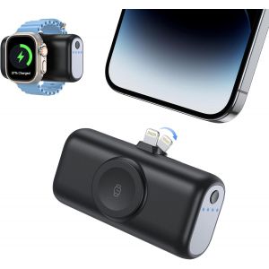 Hui-Mini Batterie Externe Pour Iphone,5000 Mah,3 En 1,Pour Iwatch,Avec Fonction De Charge Rapide,Compatible Avec Iphone 14/13/12/11/Xr/X/8 Et Apple Watch Series 9/8/7/6/5/4/3/Se - Neuf