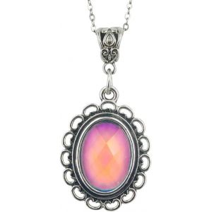 Kales-Collier D'humeur Avec Pendentif-Pierre Ovale/Change De Couleur-Style Vintage-Multicolore-Chaine De 45,5 Cm Avec Extension De 5 Cm - Neuf