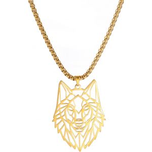 Tianyi-Collier Pendentif En Forme De Loup Squelette, &Eacute;l&eacute;ments De T&ecirc;te D'animal Classique Bois For&ecirc;t Nature Charme Bijoux En Acier Inoxydable Cadeau Pour Gar&ccedil;ons Hommes Filles - Neuf