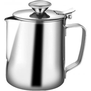 Coffee Barista Pot &agrave; lait en acier inoxydable, parfait pour la fabrication de mousse de lait, carafe universelle, pour cappuccino et latt&eacute;, argent, 350 ml - Neuf