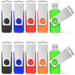 ChenQuanSarl-Clé Usb 64Go 3.0 Lot De 10 Clé Usb 3.0 64Go Usb Flash Drive 64 Giga Avec Pince En Métal À 360° Compatible Pour Pc/Tablettes/Ordinateurs/Tv/Car (5 Couleures Usb 3.0) - Neuf
