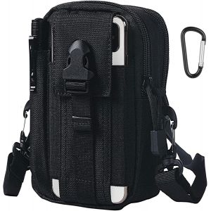 Nzqaf-Flintronic Sac Tactique Ceinture, Nylon Sacoche Ceinture | Noir | Multifonctionnelle Molle Edc Gadget Sac Pour Téléphone, Plein-Air, Randonnée, Alpinisme Et Cyclisme (Avec 1* Mousquetons) - Neuf