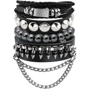Kal-Customised Constellation Bracelets En Cuir Pour Hommes Femmes Bracelets Punk Du Zodiaque Avec Clous Pour Hommes Femmes - Neuf