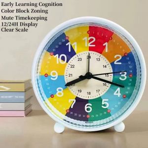 R&eacute;veil Num&eacute;rique Avec R&eacute;tro-&Eacute;clairage,Apprentissage Pr&eacute;coce,Aliment&eacute; Par Batterie Aa,Horloge De Table Muette,Bloc De Couleur 12/24H,Horloge &Eacute;lectronique.Blanc. - Neuf