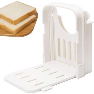 Trancheur &agrave; pain pliable en ABS, coupeur pour pain maison, sandwichs, ?ufs, fromage, jambon, g&acirc;teaux, l&eacute;gumes et fruits, avec plateau &agrave; miettes antid&eacute;rapant, design compact - Neuf