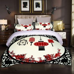 Housse De Couette Xcm Lanterne Rouge Chinoise Avec Taie D'oreiller Pi&iquest;&iquest;Ces Parure De Lit Personne Avec Fermeture &iquest;&iquest;Clair - Sets De Housse Couet - Neuf