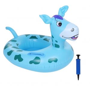 Bouee De Natation Gonflable En Forme D'animal De Dessin Anime Pour Bebe, Bateau Avec Pompe (Bleu) - Neuf