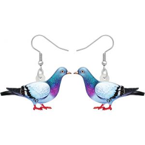 Kal-Boucles D'oreilles Pigeon En Acrylique Colombe Oiseau Animaux Pendentif Bijoux Hypoallergéniques Pour Femmes Printemps Eté Cadeaux De Charme - Neuf
