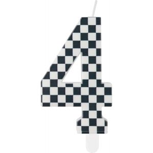 Eryi-Lot De 4 Bougies D'anniversaire Avec Rayures Noires Et Blanches, Pour Gâteaux, Décoration De Gâteau De Voiture De Course, Fête À Thème Pour Filles Et Garçons, Accessoires De Décoration D'anniver - Neuf