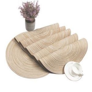 Lot De 6 Sets De Table Ronds Tissés En Fil De Coton 38 X 38 Cm (Beige), Lavables, Résistants À La Chaleur, Antidérapants, Pour Noël - Neuf