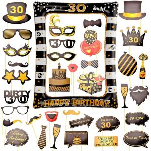 Accessoires Photobooth Anniversaire 35 Pcs Photobooth Avec Cadre Photo Gonflable, D&eacute;corations Anniversaire Homme Femme - Neuf