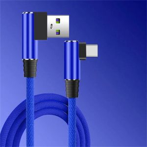 Câble Usb C Coudé À 90 Degrés 5A 40W,Charge Rapide,Cordon De Données De Type C Pour Huawei Mate 50 Samsung Xiaomi,Chargeur De Téléphone Rapide,Fil Usb.Blue For Type C.0.25 M - Neuf