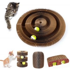 Cmws-Jouet Chat Interactif,Jeu Interactif Chat Avec Balle À Cloche,Jouets Pour Chats Interieur,Cat Toy Pliable,Bille Sur Piste Modulable,Papier En Nid D'abeille - Neuf