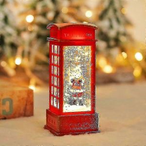 W 1pcs Lumineux De Santa Claus Dans Une Cabine T&eacute;l&eacute;phonique Rouge De La Cabine T&eacute;l&eacute;phonique De Bureau, D&eacute;coration, D&eacute;corations De No&euml;l, Cadeau De No&euml;l Enneig&eacute;, Cr - Neuf
