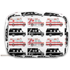 Trousse de toilette pour enfants, jolie petite trousse de toilette noire et blanche motif ambulance pour petits garçons, trousse de toilette de voyage étanche pour tout-petits - Neuf