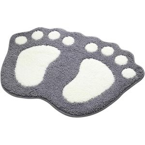 Kal-Tapis De Bain Antidérapant, Super Absorbant L'eau, Doux, Confortable, Lavable En Machine, Pour Salle De Bain, Chambre À Coucher, Salon (88 X 58 Cm, Gris) - Neuf