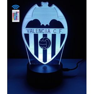 KAL-Lampe Décorative De Table Illusion Optique 3D ¿ Lampe De Table De Chevet Bouclier De Football Valence Espagne Éclairage Nocturne Led 16 Couleurs Et Télécommande (Valence) - Neuf