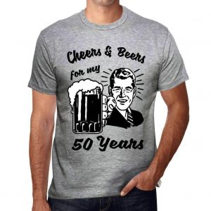 Homme Tee-Shirt Sant&eacute; Et Bi&egrave;res Pour Mes 50 Ans - Cheers And Beers For My 50 Years - 50 Ans T-Shirt Graphique Id&eacute;e Cadeau 50e Anniversaire Vintage Ann&eacute;e 1974 Nouveaut&eacute; - Neuf