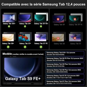 Coque Clavier Pour Samsung Tab S9 Fe Plus/S9 Plus/S10 Plus 12.4"", Étui Clavier Pavé Tactile Bluetooth 3 Canaux Rétroéclairage Magnétique Ultraléger Détachable, Support Portrait/Paysage, Noir - Neuf