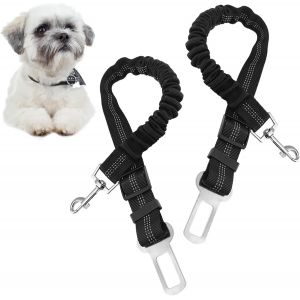 Kalanka-Ceinture Et Harnais De S&eacute;curit&eacute; Universel Pour Chien En Voiture - 2 Pi&egrave;ces, Ind&eacute;chirable, Nylon Noir, Longueur R&eacute;glable - Pour Tous Les Chiens Et Chats - Neuf