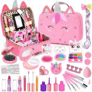ERYI-Maquillage Enfant Jouet Filles, Lavable Malette Maquillage Jouet Pour Enfant, Coffret Maquillage Enfant Filles Makeup Set, Cadeau De Noël Anniversaire Jouet Pour Princesse Fille 3 4 5 6 7+ Ans - Neuf