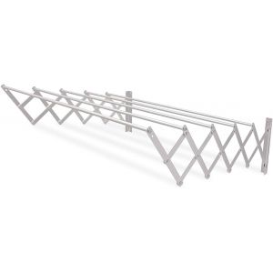&Eacute;tendoir &agrave; Linge r&eacute;tractable | S&eacute;choir Linge Mural en Aluminium | S&egrave;che Linge Pliable | Corde &agrave; Linge | S&eacute;choir Extensible | Dimensions: 120 x 14 x 3 cm | Finition INOX - Neuf