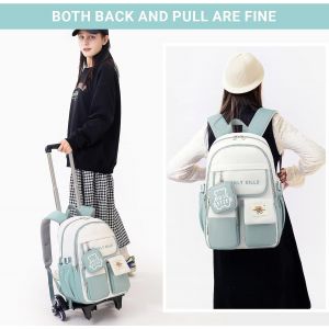 Sac À Dos À Roulettes Pour Enfants, Cartable A Roulettes Fille Primaire Sac D'École 6 Roues Chariot Pour Garçons Filles - Neuf