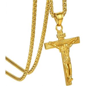 Kal-Goldchic Collier Croix Chretienne Homme Inri/Noeud Celtique/Serpent/Bible Pendentif Croix Femme Personnalisable Chaine Garcon Pendentif Religieux Acier/Or/Noir Amulette De Protection - Neuf