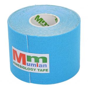 Bande de kinesiologie elastique en coton pour le sport, le fitness, les douleurs musculaires et les soins therapeutiques (bleu) - Neuf