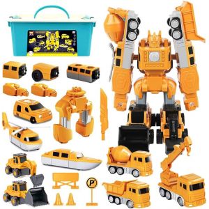 DDA-MagnéTique Transform Engineering Assembled Car Toy, Transformable MagnéTique avec BoîTe De Rangement, 35pcs Jouet de VéHicule de Construction, Anniversaire NoëL Cadeau Enfants GarçOns - Neuf