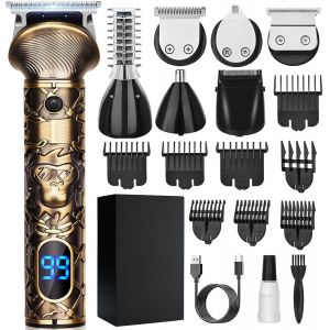 Tondeuse Cheveux/Barbe Homme Professionnell, Finition Sans Fil Rasoir Tondeuse Avec Affichage Et Type-C Usb Charge, Tondeuses Tailler/Contour/Nez/Corps Tous En 1, Tondeuses Cadeau Kit Pour Homme - Neuf