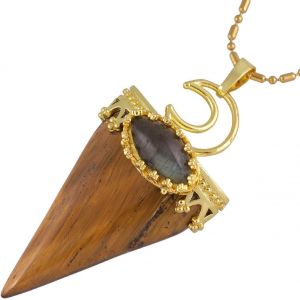 Kal-Lune Collier En Pierre De Cristal Triangulaire/Semi-Rond Pour Femme, Protection Pendentif En Pierre Precieuse Avec Chaîne - Neuf