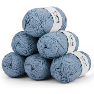 Tianyi-Lot De 6 Pelotes De Laine À Crochet, 100 % Coton Pour Tricot, 50 G Chacune, Douces, Pour Crochet, Laine Pour Bébé, Pour Pulls, Chaussettes, Couvertures De Bébé, Gris-Bleu - Neuf