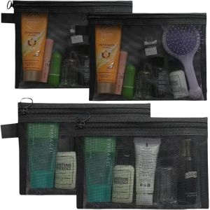 4pcs Petite Maquillage,Paquet Pochette Tissu Zippéea Maquillage FemmeRangement TransparenteDe Toilette FillePochette Sac a Main FemmeVoyage Accessoires - Neuf