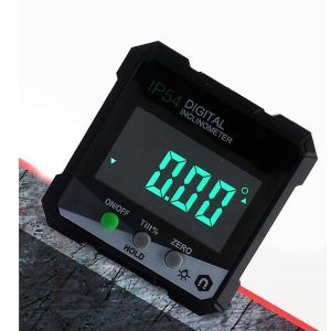 Rapporteur d'angle numérique, rapporteur d'angle avec écran LCD, inclinomètre avec aimant, mesureur d'angle numérique, noir, 11 x 11 cm - Neuf