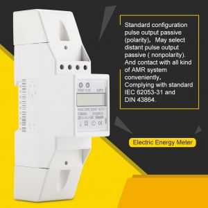 Compteur d'energie electrique monophase 220 V, ecran LCD numerique, 2 poles, rail DIN (20 (80) A) - Neuf