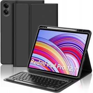 Clavier Redmi Pad Pro 12.1 Pouces 2024, Coque Clavier Pour Redmi Pad Pro 12.1"" 2024, Azerty Français Clavier Bluetooth Magnétique Détachable Avec Fente Pour Stylo Pour Xiaomi Redmi Pad Pro 12.1"", Noi - Neuf