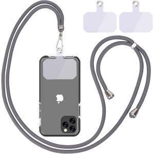 Tianyi-Cha&icirc;ne De T&eacute;l&eacute;phone Portable Universelle - Cordon Universel Pour T&eacute;l&eacute;phone Portable &Agrave; Suspendre Autour Du Cou - Avec Cordon De T&eacute;l&eacute;phone Portable - R&eacute;glable Et Amovible - Gris Fonc&eacute; - Neuf