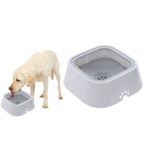 Gamelle D'eau Anti-D&eacute;versement De 1,5 L Pour Chiens Et Chats - Grise - Neuf