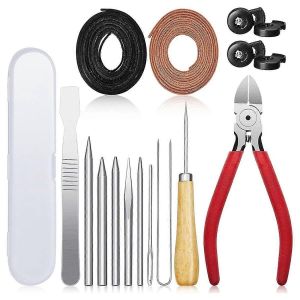 16 Pcs Gant Relacing Kit Aiguille Cuir Cutter Scratch Awl Outil Pour Baseball Softball Mitt Repair Set 2 - Neuf