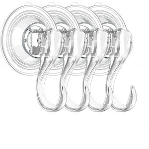 Lot de 4 crochets transparents à ventouse pour salle de bain, cuisine, douche, luffa - Neuf