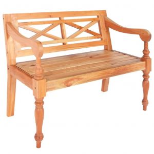Banc De Jardin Banquette Batavia 98 X 50 X 82 Cm Bois D'acajou Massif Marron Clair Helloshop26 02_0011008 - Neuf