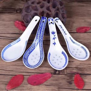 1pc Porcelaine Céramique Cuillère Vaisselle De Cuisine Chine Style Chinois Cuillère En Céramique Cuillères À Soupe Bleu Et Blanc Chinois - Neuf